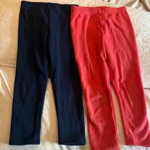 Carter's Navy and Coral Red Fleece Leggings